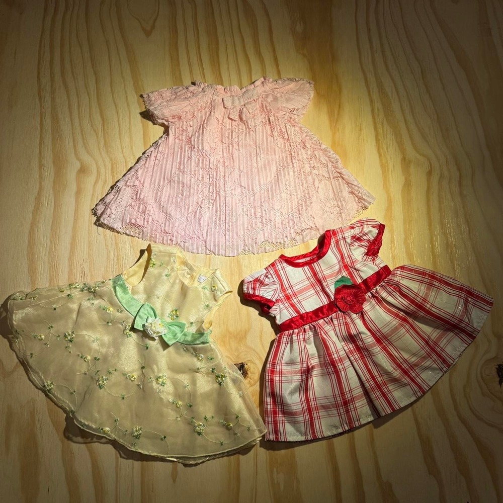 George & Carter's Baby Girl Dress Bundle 0-3M Pink Lace Yellow Floral Red Plaid